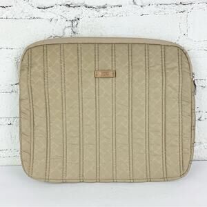 Tumi Padded Quilted Laptop Sleeve Case Beige Tan